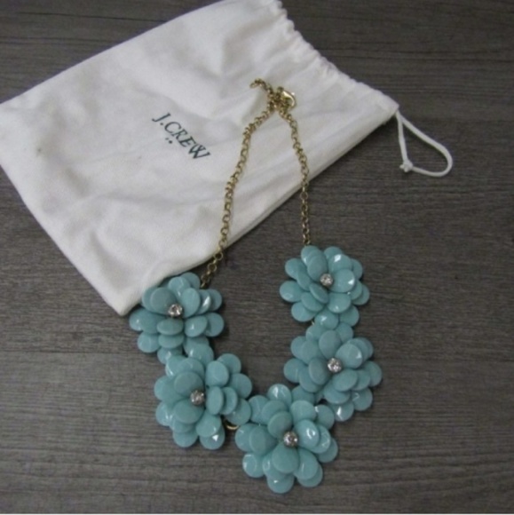 J. Crew Jewelry - J.Crew turquoise & rhinestone flower necklace J. Crew Jewelry - J.Crew turquoise & rhinestone flower necklace